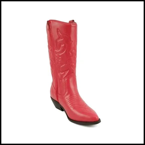 Women's Mid-Calf Western Boots with Pointed Toe and Side Zipper - Picture 4 of 5